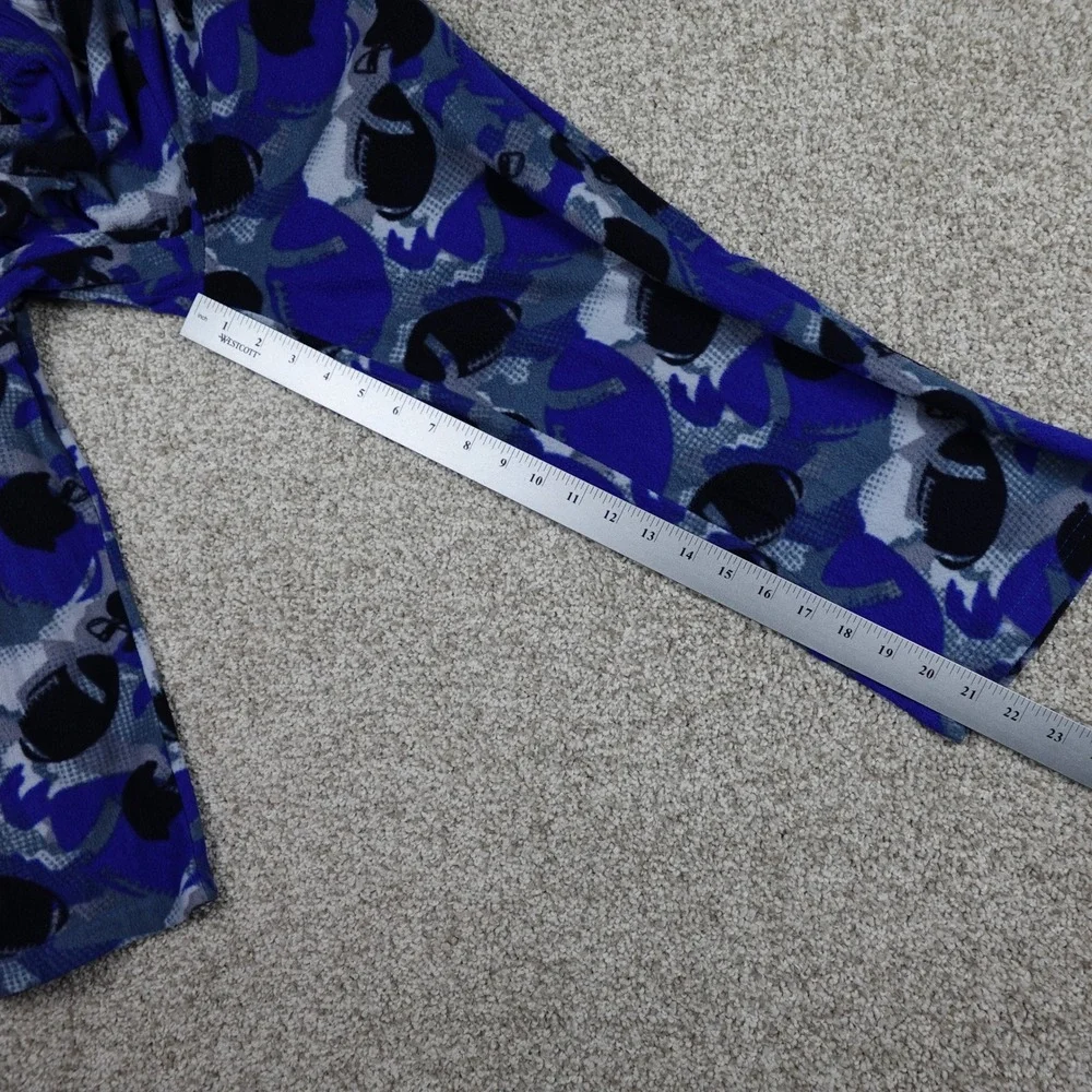 Faded Glory Boys Blue Football Fleece Pajama Pants Size L 10-12 Camo Sports PJ